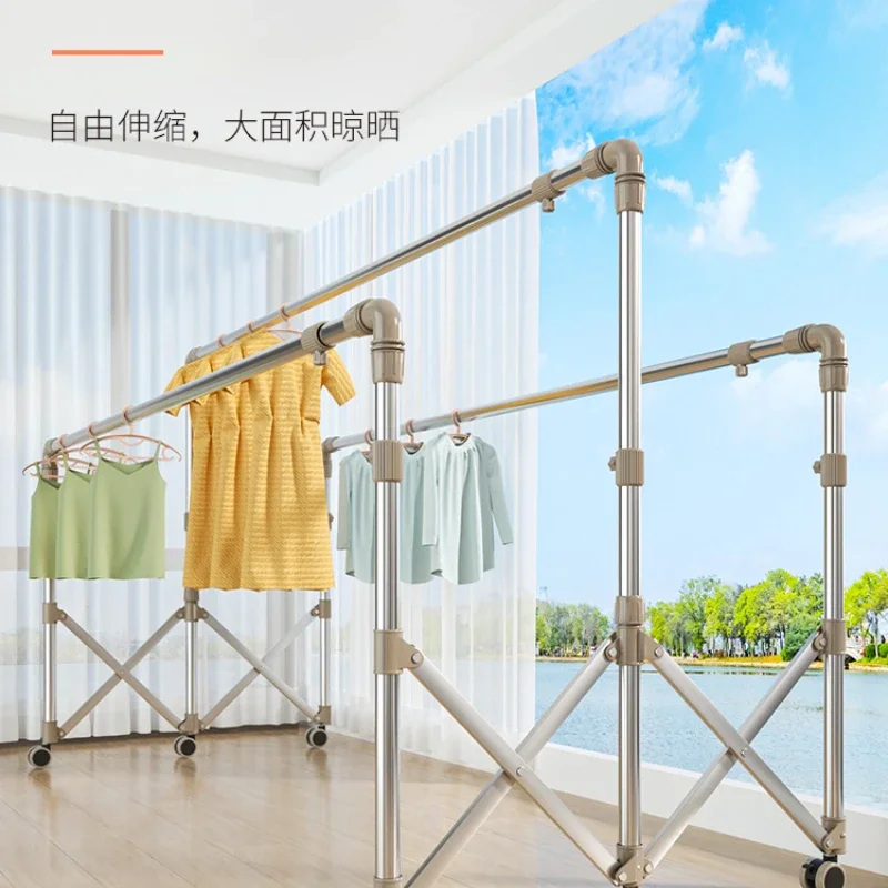 

Hanger floor folding indoor stainless steel outdoor retractable clothesline balcony family outdoor drying quilt artifact