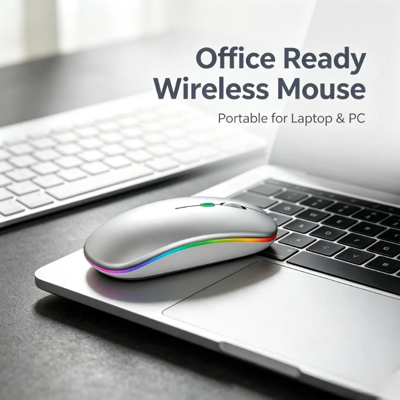 Bluetooth 2.4G Dual Mode Travel Mice RGB Rainbow Light Wireless Computer Mouse Ultra Thin Rechargeable Silent Click for Laptop