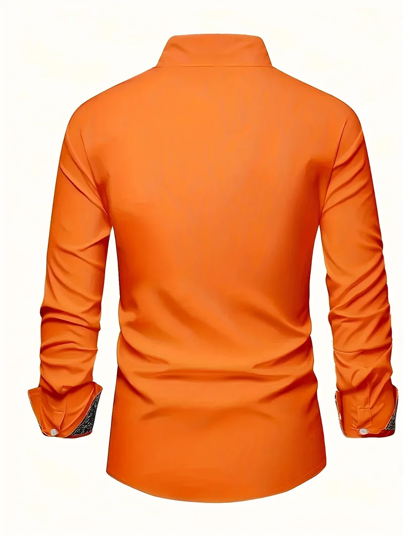 2025 Camisa casual con botones para hombre Primavera/Verano Camiseta estampada de manga larga a la moda y cómoda para uso diario