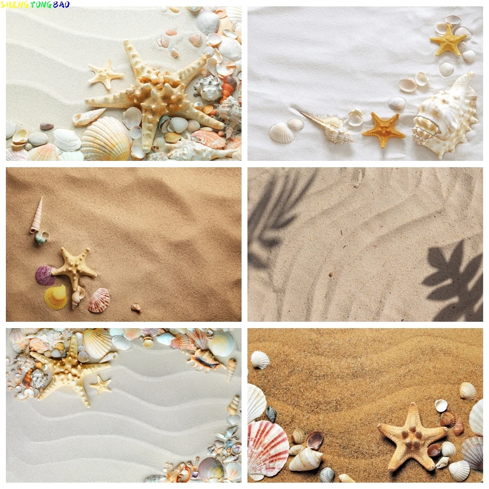 

Summer Sandy Beach Starfish Photography Backdrops Photo Studio Booth Background Newborn Baby Product Swimsuit Clothes Photozone