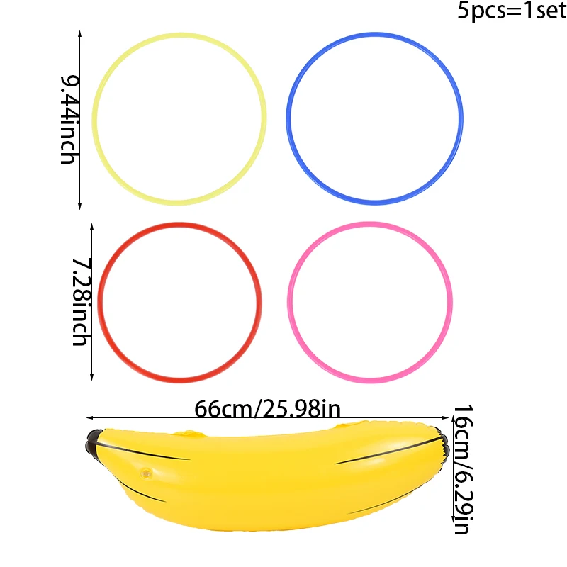 1Pc Inflatable PVC Banana With 4Pcs Ring Toss Game Wedding Bachelorette Party Photo Props Game Toss Sport Play Toys Kids Favor