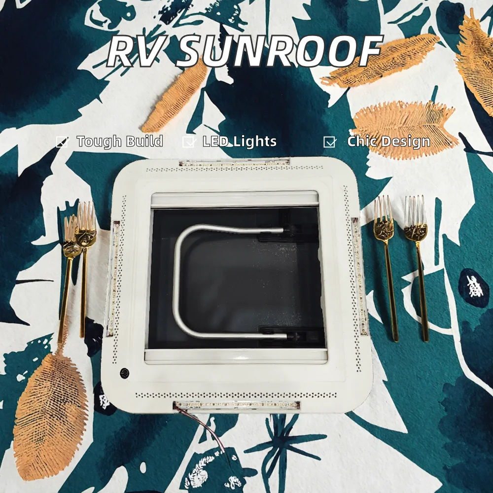Manufacturer Priced 800x500mm RV Sunroof With Dual Layer Acrylic Insect Shield And Built-in LED Lights Made Of Aluminum Alloy