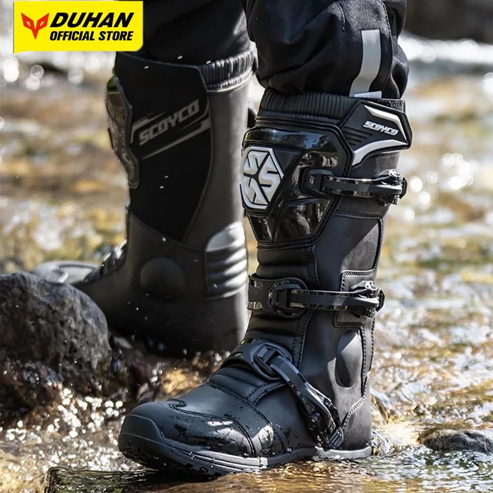 

Водонепроницаемые ботинки для мотокросса, профессиональные защитные мотоциклетные ботинки, нескользящая гоночная обувь для бездорожья, износостойкая, всесезонная