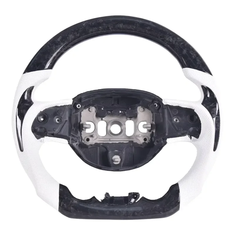 Forged Carbon Fiber Steering Wheel for Jeep Grand Cherokee 2014-2020, D-shaped Flat-bottom Perforated Leather Grip