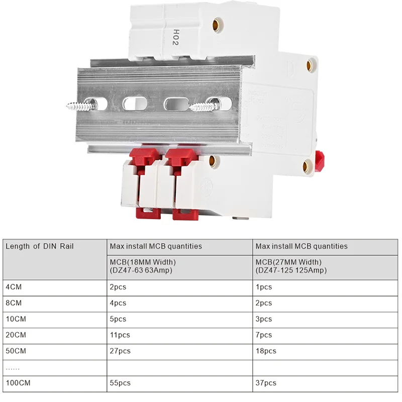 2PCS DIN Rail Aluminum Iron 4CM 6CM 8CM 10CM 20CM 50CM Add Thickness 35MM Universal Type Terminal Block MCB Mounting Bracket image 6