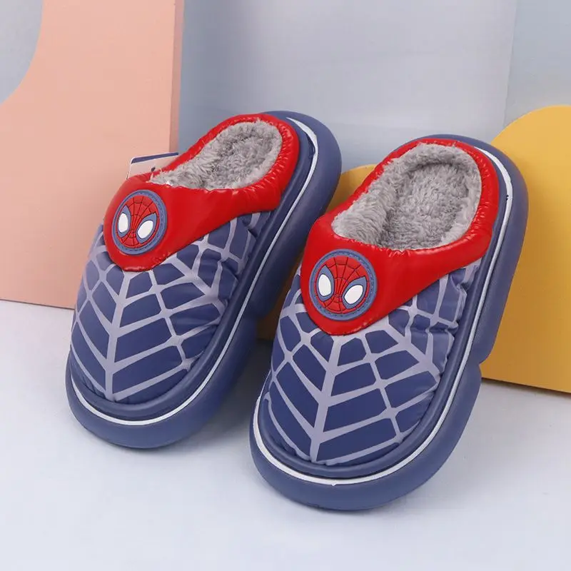 

Disney Winter Kids Shoes Boys Blue Cartoon Slippers Children Warm Slippers Pantoufle Enfant Baby Shoes For Boy Size 26-37