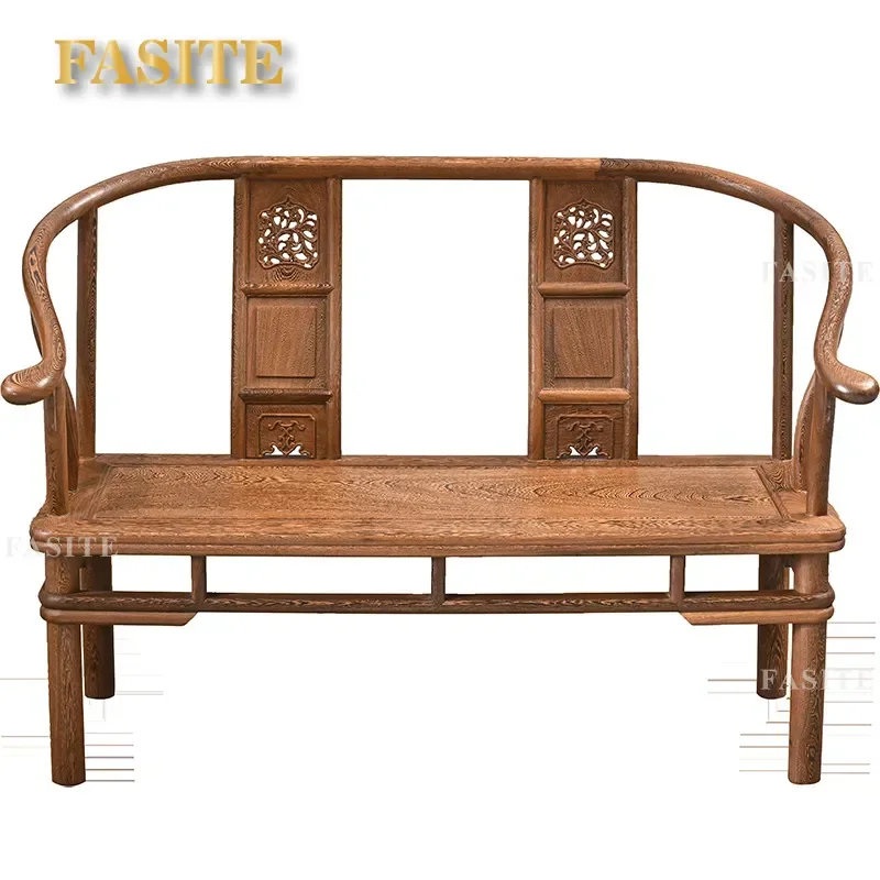 For Chinese Style Solid Wood Armchair Mahogany Chicken Wing Wood Two Seater Sofa Chair Double Seat Backrest Living Room