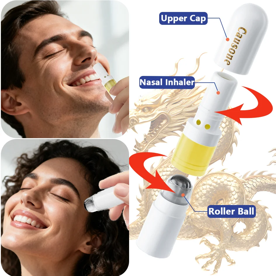 1Pc Dual-Use Nasal Inhaler and Roll-On Energy Stick, Refreshing and Invigorating Scent, Suitable for Fitness, Driving, Staying up Late, Working Overtime, and Late-Night Work, a Portable Essential.