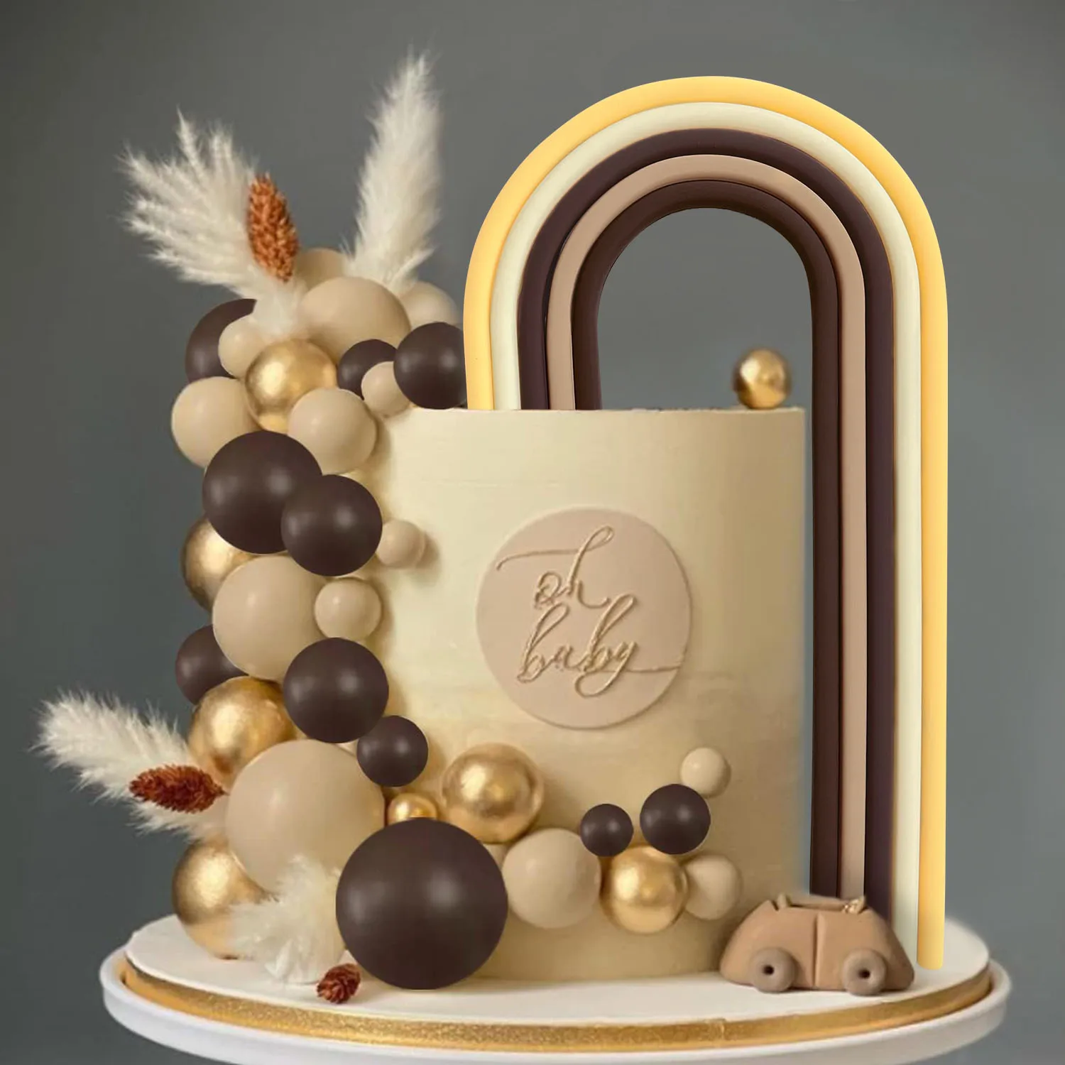 28 Stück Regenbogen Kuchen Topper bunte Bälle Kuchen Dekorationen für Hochzeit Baby Dusche Mädchen Jungen Geburtstags feier Lieferungen (Boho)