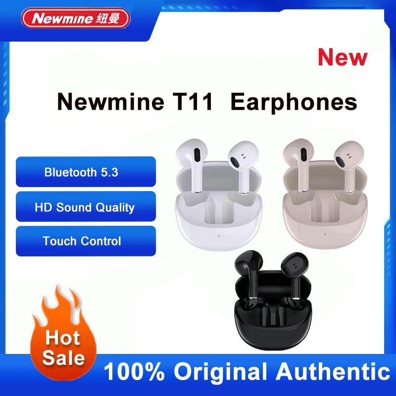 Newmine T11 TWS Smart Touch Control Wireless Headphone HIFI Stereo Sound Bluetooth 5.3 Earphones Noise Reduction Sports Headset