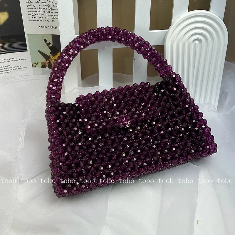 Imagem -02 - Pedra de Cristal Frisada Handle Purses Handmade Grande Party Bolsa Bolsa Transparente Redluxury Bolsas Bolsa com Alça Interna Designer