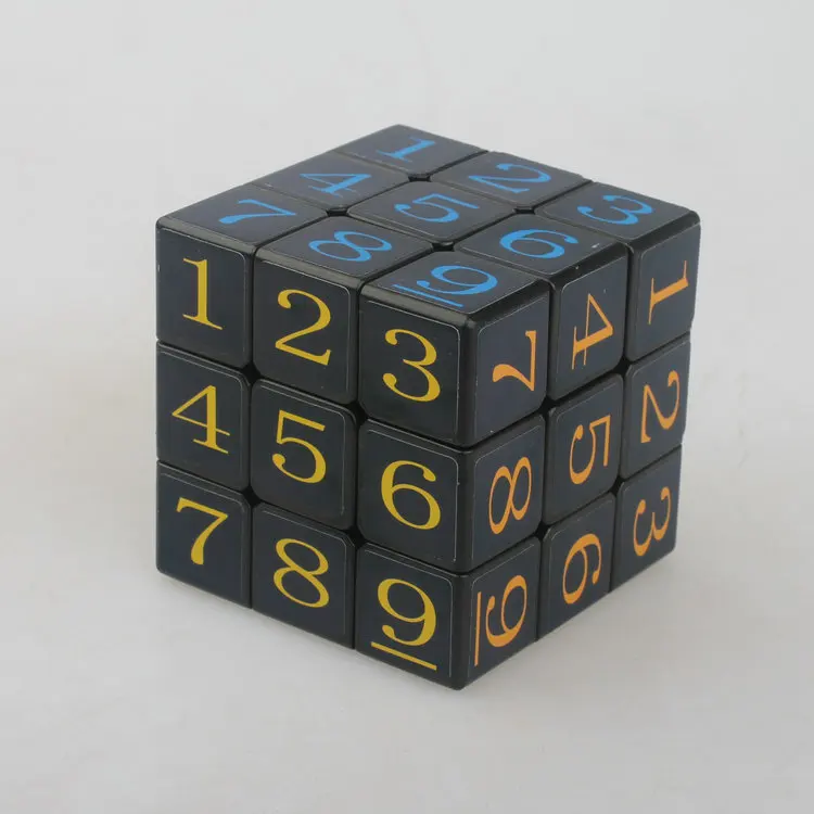 

[Добрость] 3X3 цифровой куб 57 мм 6-цветная наклейка черный фон 3x3 судоку супер сложная головоломка детская развивающая игрушка в подарок