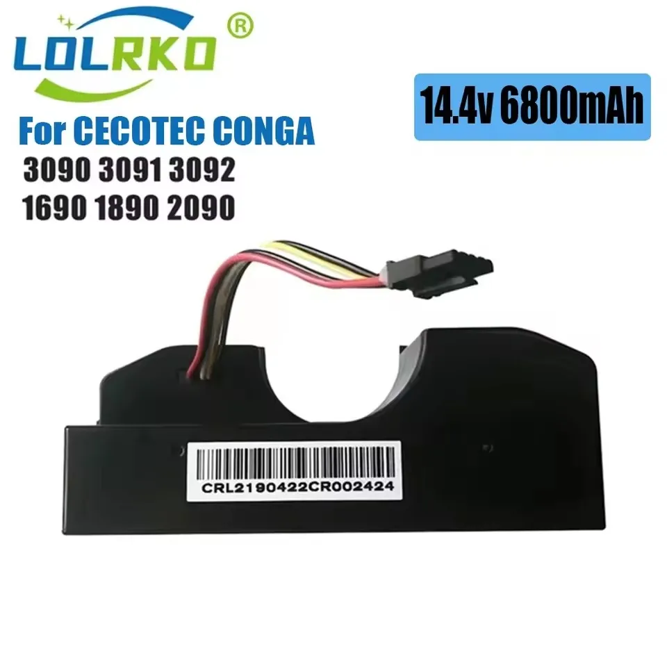 Vacuum Battery For CECOTEC CONGA 3090 CONGA 3091 CONGA 3092 Fits 05173 6800mAh / 44.40Wh 14.4V Li-ion