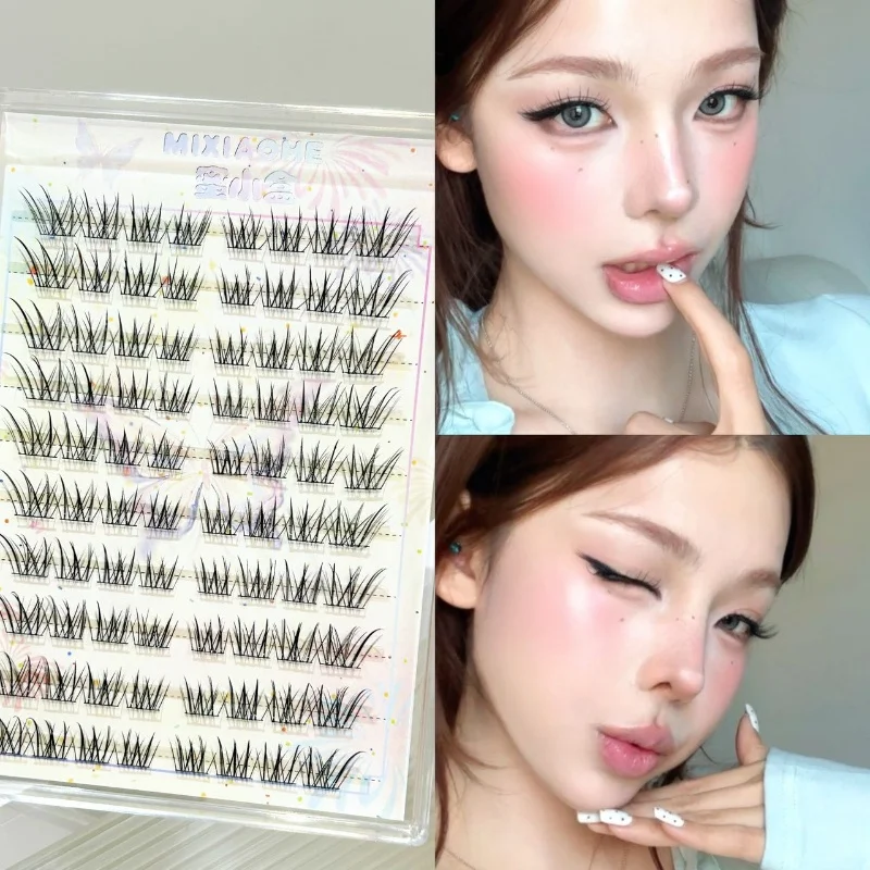 Mixiaohe Sweet Fox Segmented Lashes with Upturned Wispy Strands, Lightweight, Easy to Apply, Suitable for Daily Dating, Party, Photo Makeup, and Beginners