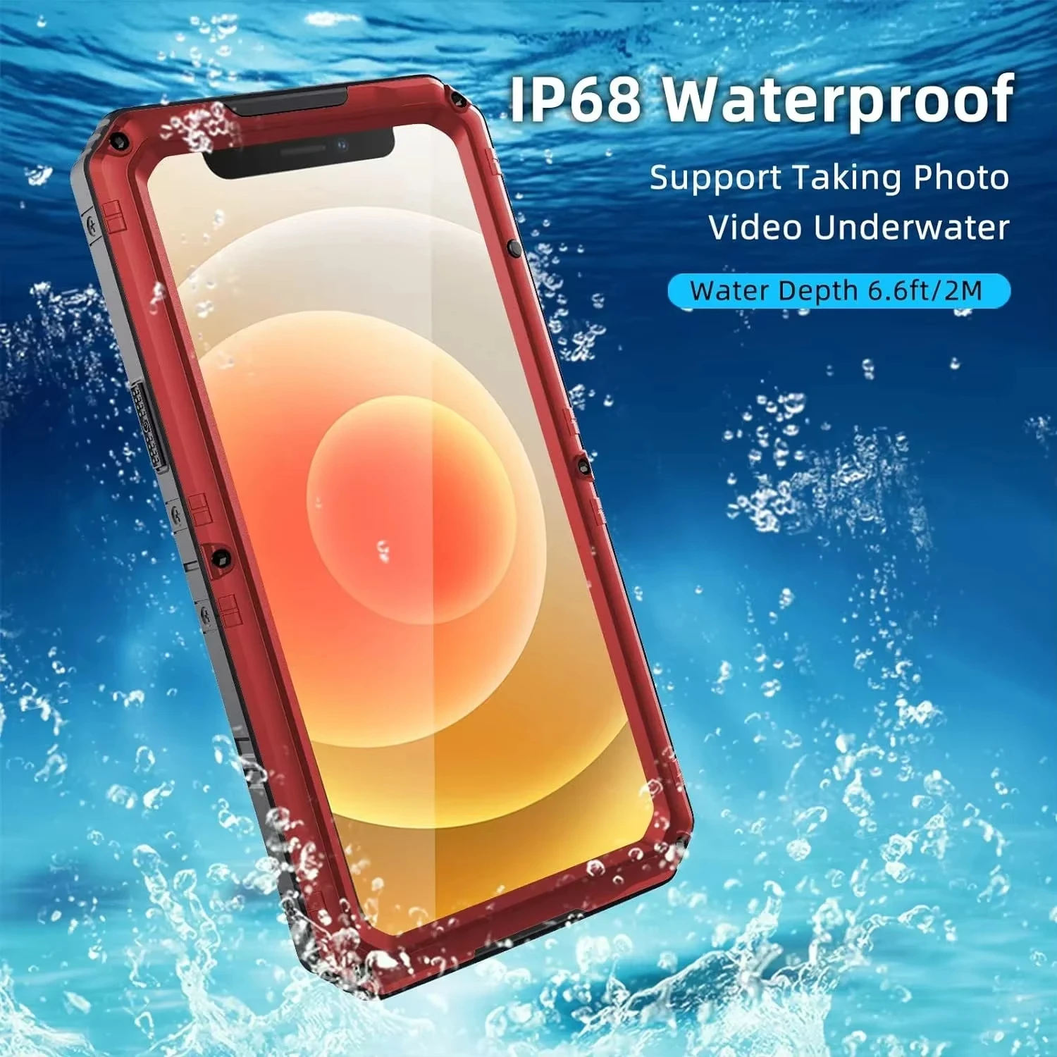 

IP68 настоящий водонепроницаемый бронированный чехол для телефона iPhone 16, 15, 14, 13, 12, 11 Pro Max XR X XS Max 7, 8 Plus, чехол для плавания, дайвинга, спорта на открытом воздухе