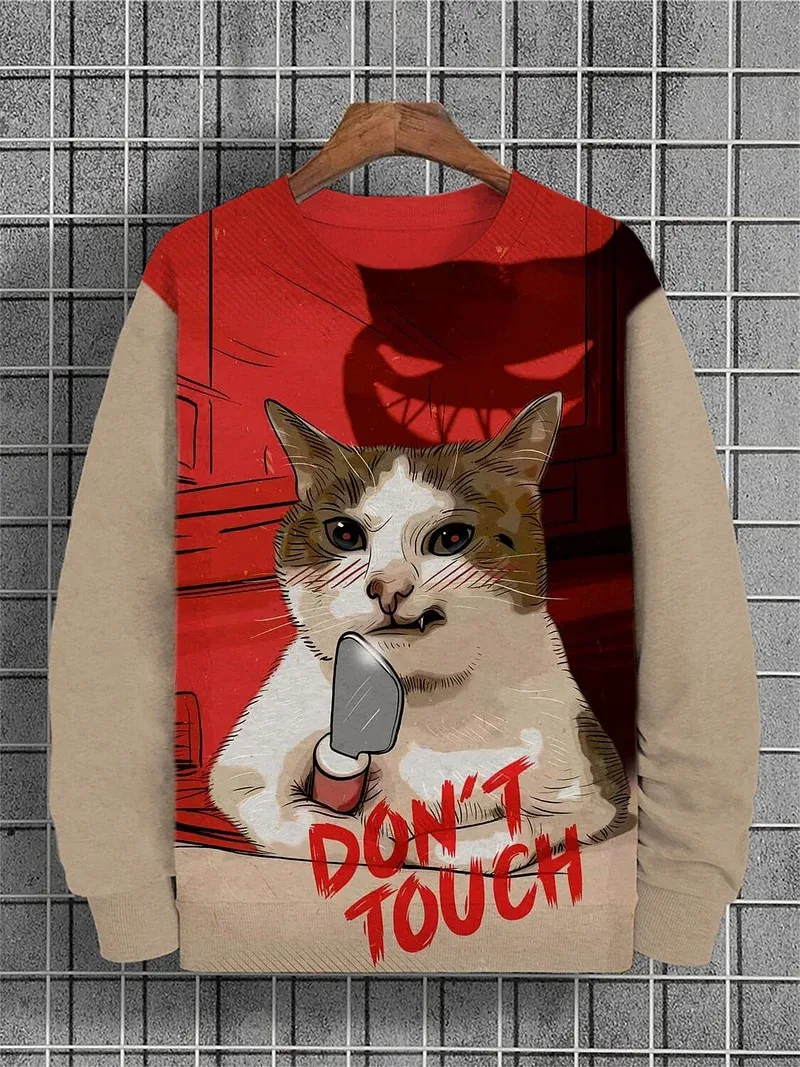 

2025 Street Men's Animal Sweatshirts Long Sleeved Sweatshirt Crew Neck Fashion 3D Printed Japanese Art Prints Casual Sweatshirts
