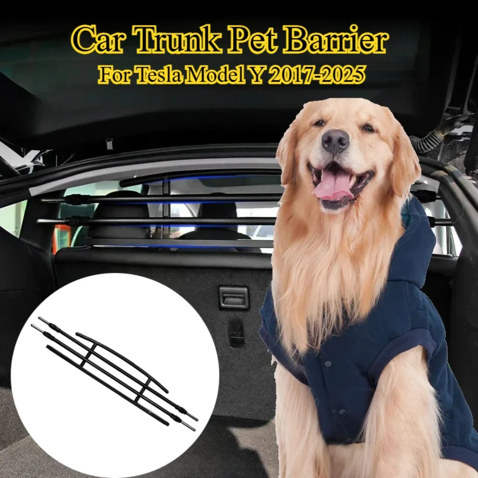 

Car Trunk Pet Barrier for Tesla Model Y 2017-2025 Back Seat Dog Fence Heavy Duty Stainless Steel Car Guardrail Accessories