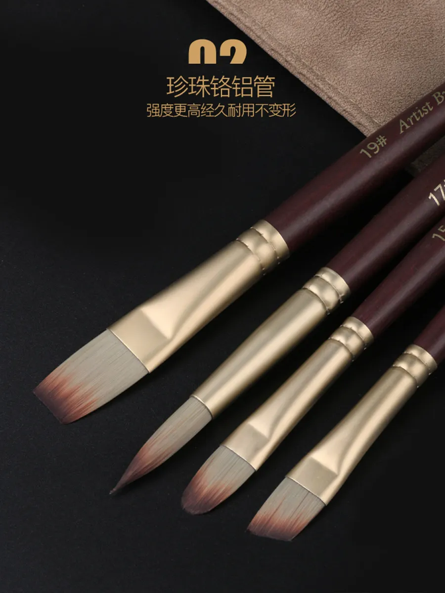 Watercolor Brush Set Round Head Flat Head Brush Scraper Oil Painting Acrylic Gouache Portable 24-piece Set