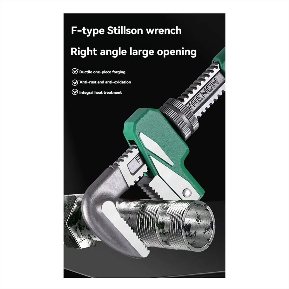 2026 + Plumbers Wrench F-Type Pipe Vise Wrench Multi-Functional Speed Wrench with Extension Right Angle for SpecialShaped Valve