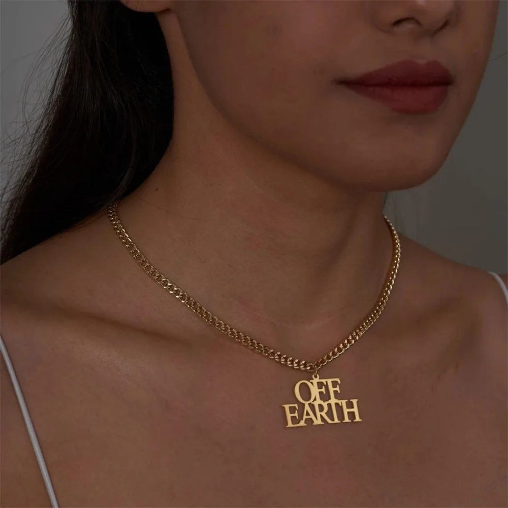 

Customize Name Necklace Women Men Gold Stainless Steel Cuban Chain Personalized Nameplate Pendant Necklace Custom Jewelry Gift