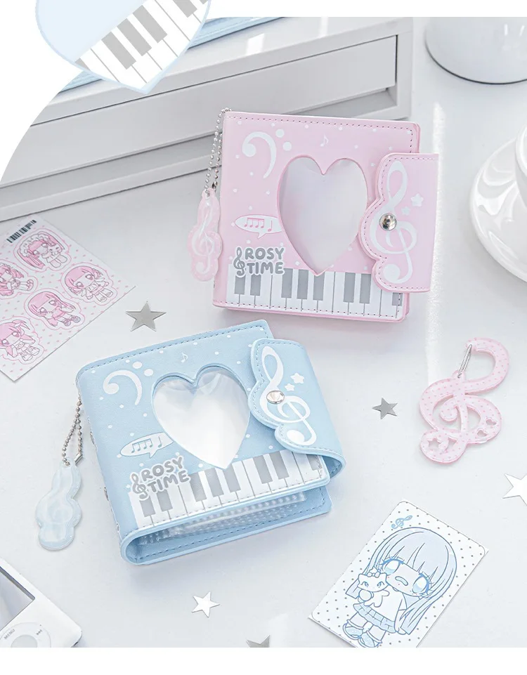 MINKYS Kawaii Wellenmuster PU-Leder 3-Ring Kpop Fotokarten-Sammelmappe 3 Zoll Ein-Taschen-Idol-Karten-Organizer Aufbewahrungsbuch – Detail 12