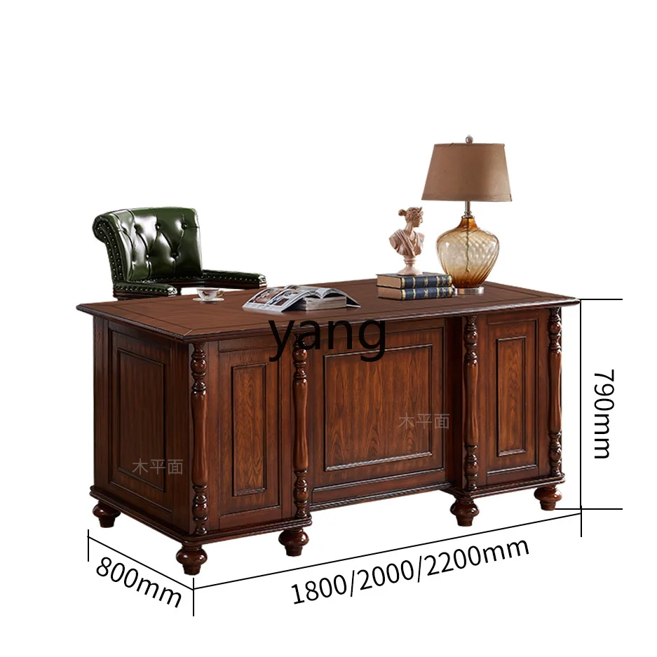 YHM solid wood desk, retro desk atmosphere study painting table