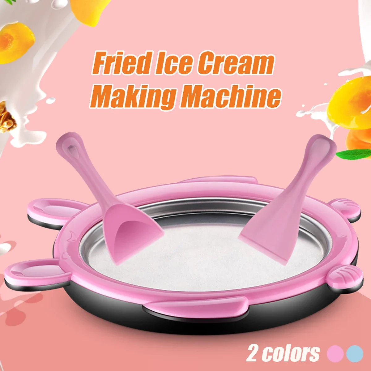 Mini Cartoon Fried Ice Cream Yogurt Making Machine Fruit Roll Maker Pan Summer Cool Ice Make Ice For Kids Pink Blue