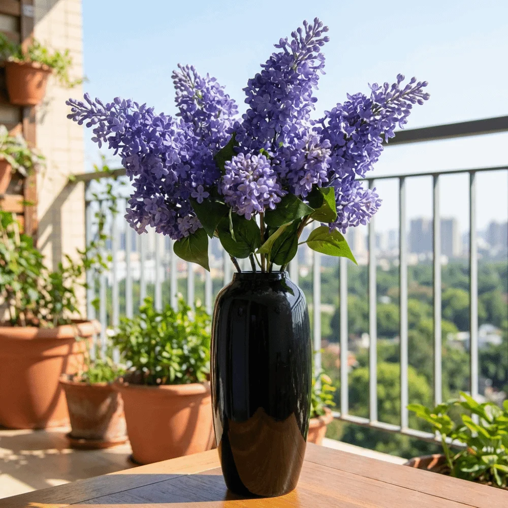 

Realistic Artificial Lilac Branch Long Branch Lifelike Plastic Lilac Flower Handmade Decorative Silk Simulation Flower