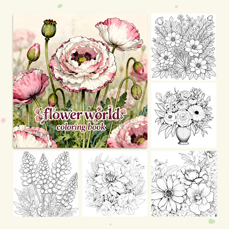Cross-border new arrival: bestselling floral world coloring book - adult coloring book, doodle & draw, thickened edition