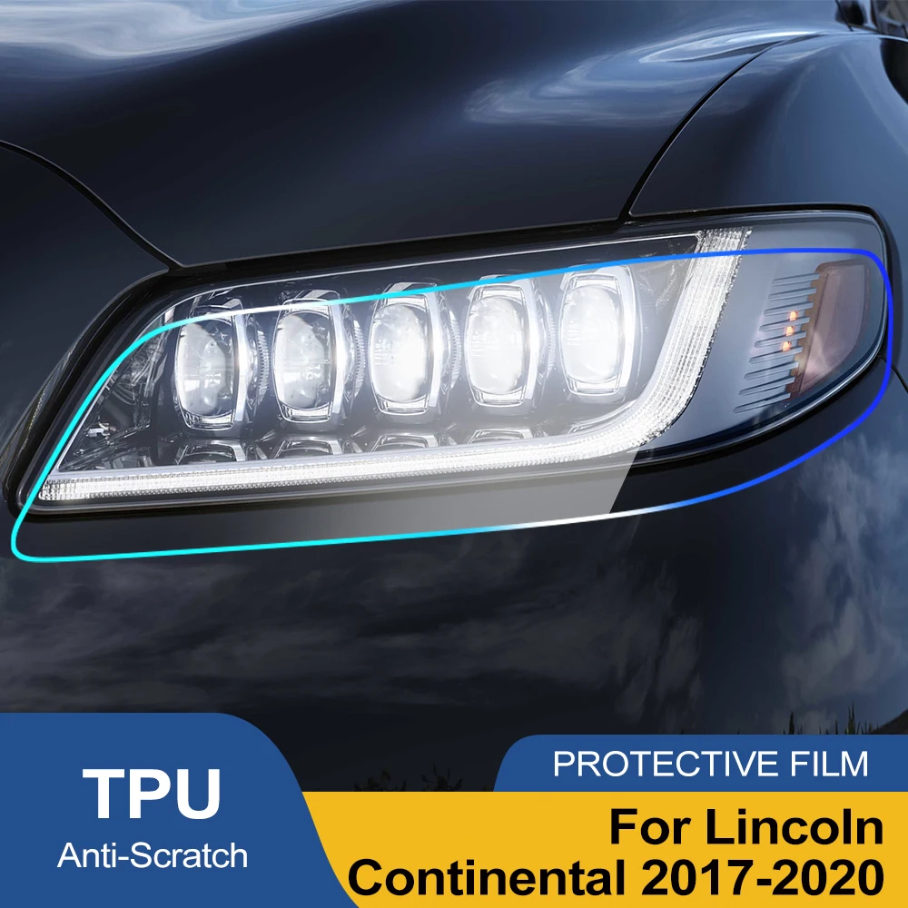 

Защитная пленка из ТПУ для фар Lincoln Continental 2017-2020, глянцевая, дымчато-черная, предварительно вырезанная, антицарапийная, виниловая, комплект для защиты от царапин