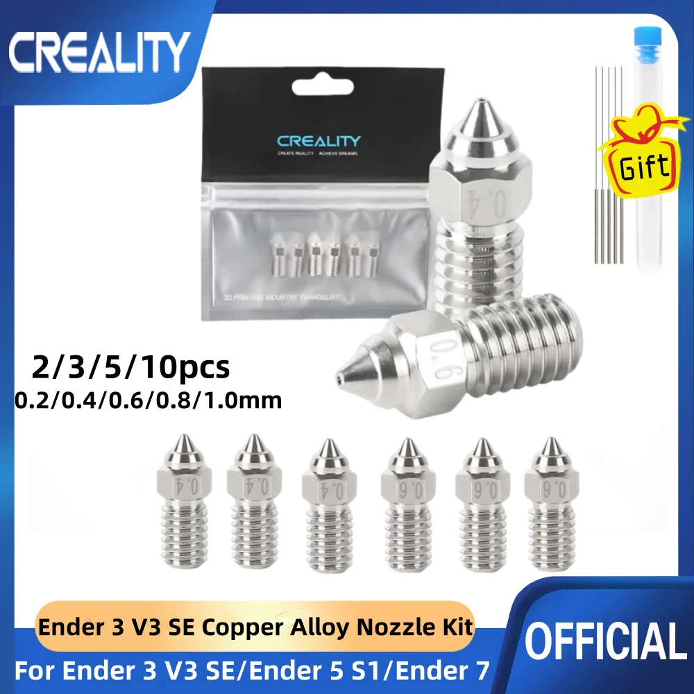 Creality Ender 3 V3 SE Copper Alloy Nozzle Kit,for Ender 3 V3 SE,Ender 5 S1,Ender7 3D Printer,Nickel Plating High-Speed Printing