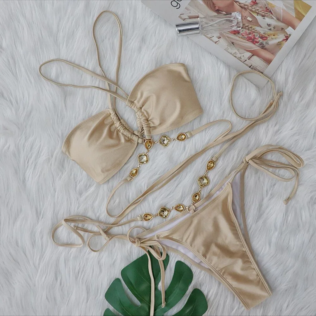Sexy Bikini mit Diamant-Strasssteinen, Wickel-Bikini, Damen-Badeanzug, zweiteiliges Bikini-Set, Badebekleidung, Badeanzug, Schwimmbekleidung V5167 – Detail 39
