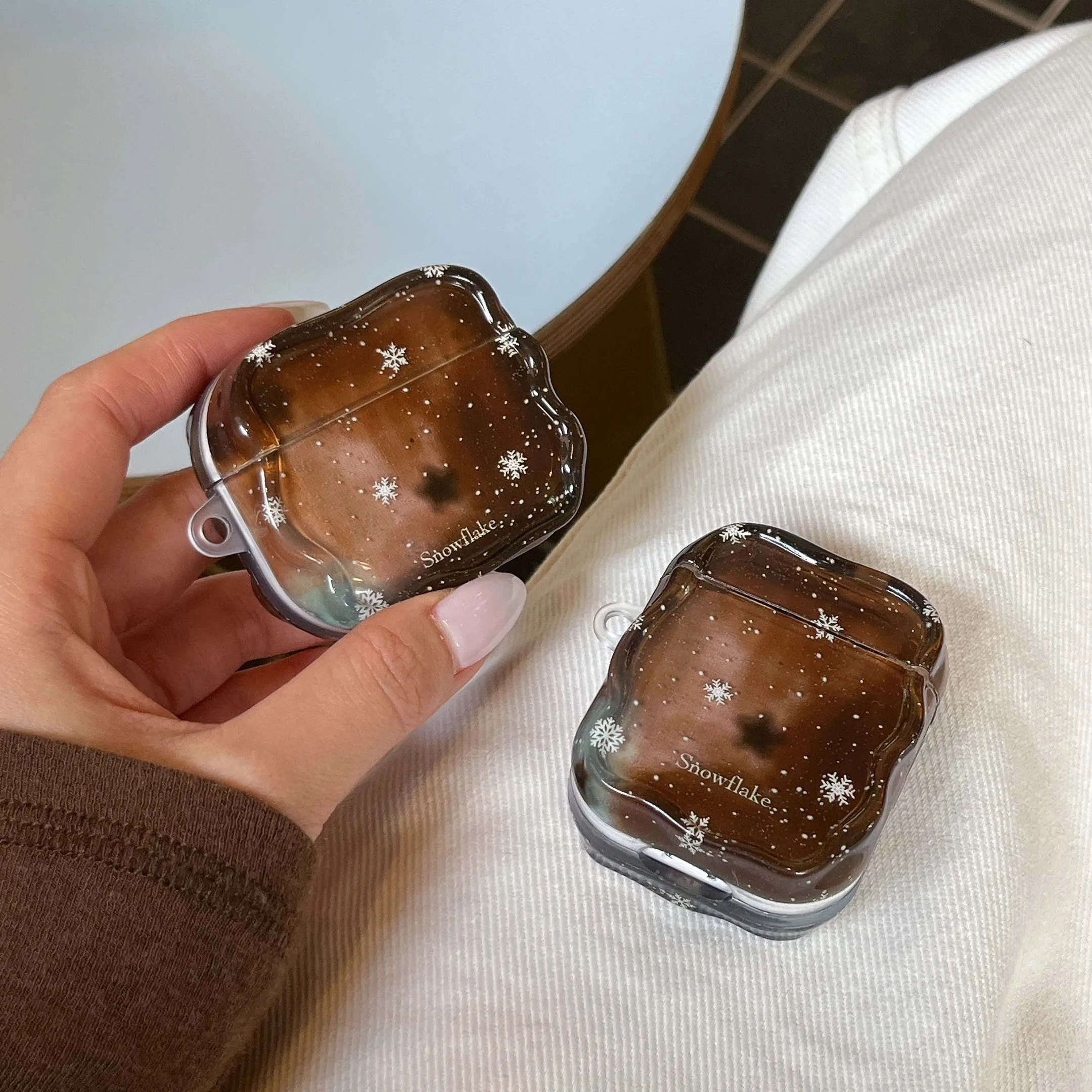 Buon Natale felice fiocco di neve imd custodia lucida per auricolari scatola di ricarica bluetooth wireless per apple airpods 3 pro 2nd 2 1 4 cover