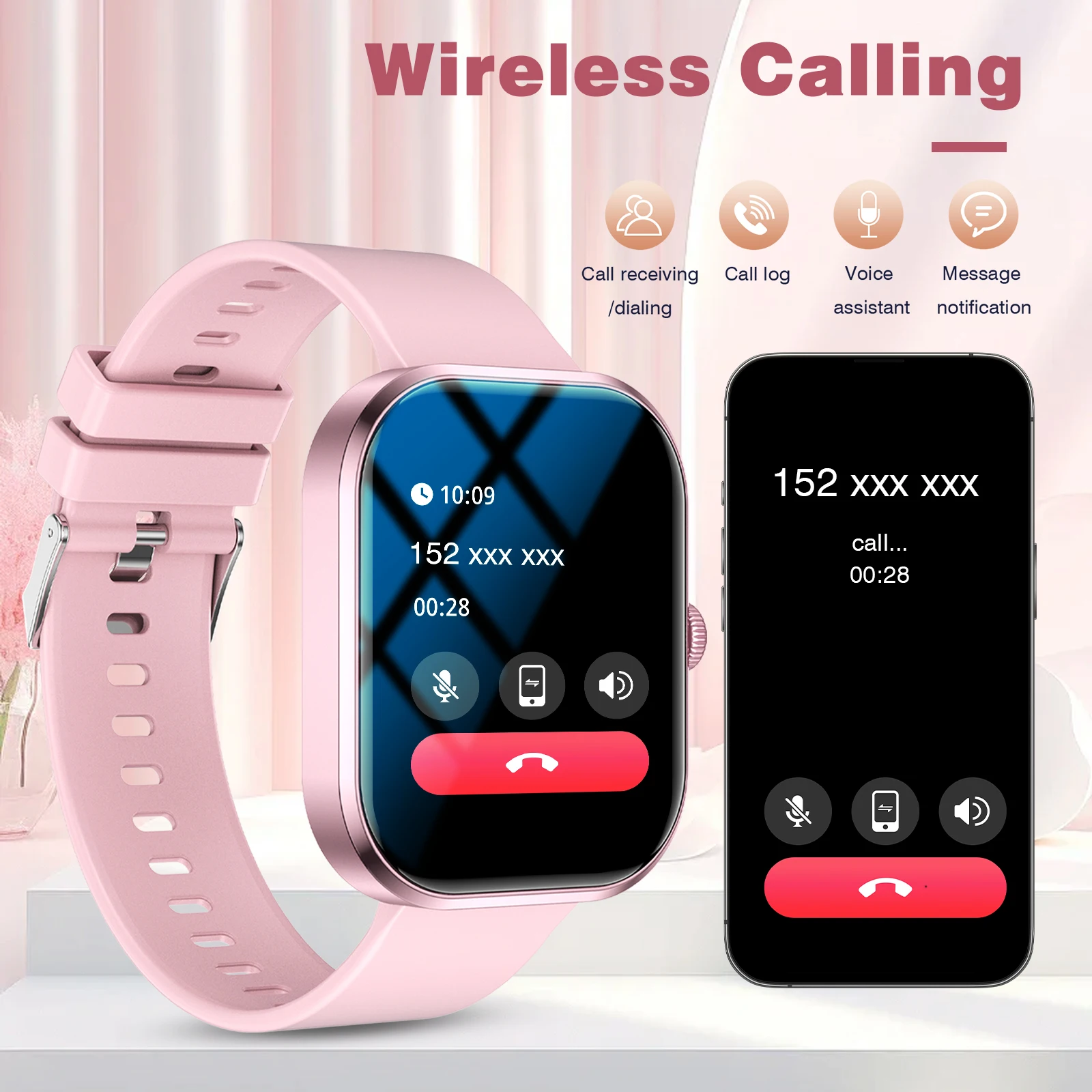 حار بيع 2.0 بوصة HD تعمل باللمس Smartwatch - الاتصال اللاسلكي، التقاط الصور، التحكم بالموسيقى |   متوافق مع Android/iOS، للجنسين