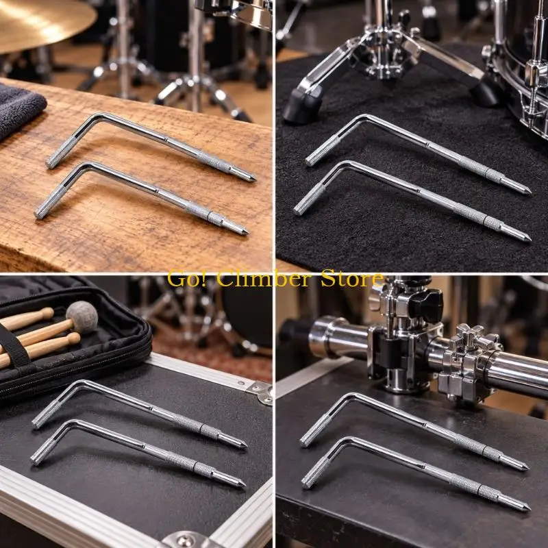Q84C Threaded Drum Stand Leg Replacements, 2-Piece Iron Set with Curved Rod Form and Tapered Ends for Drum Hardware Repair and