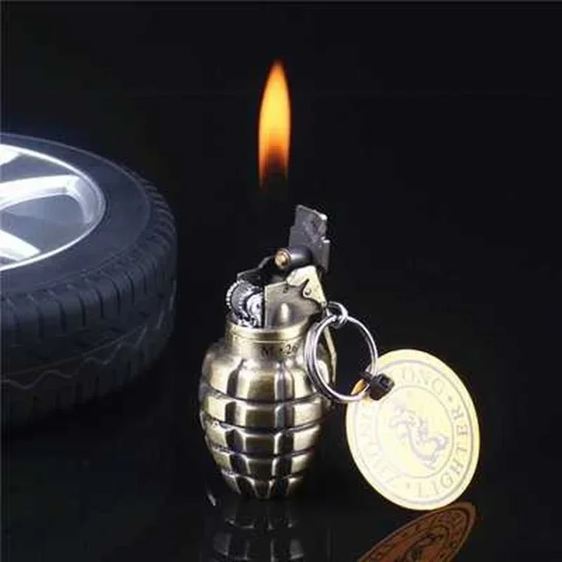 Creative Military Small Model Smoke Bomb Lighter Small Grenade Grinding Wheel Open Flame Cigarette Lighter Cigarette Accessories