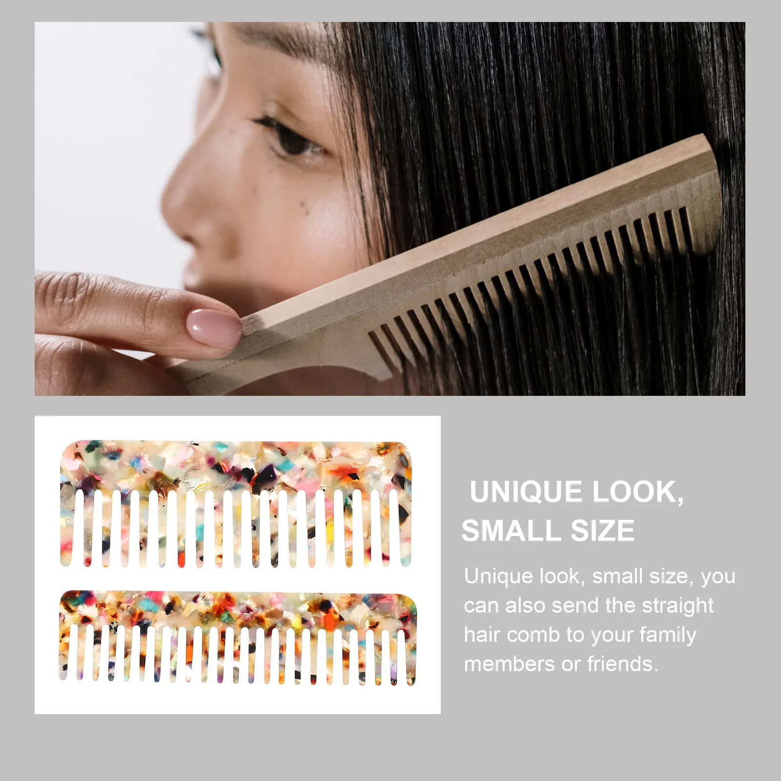 

2Pcs Elegant Marble Texture Wide Tooth Hair Comb Detangling Combs for Curly Straight Long Short Thick Fine Hair Styling At Home