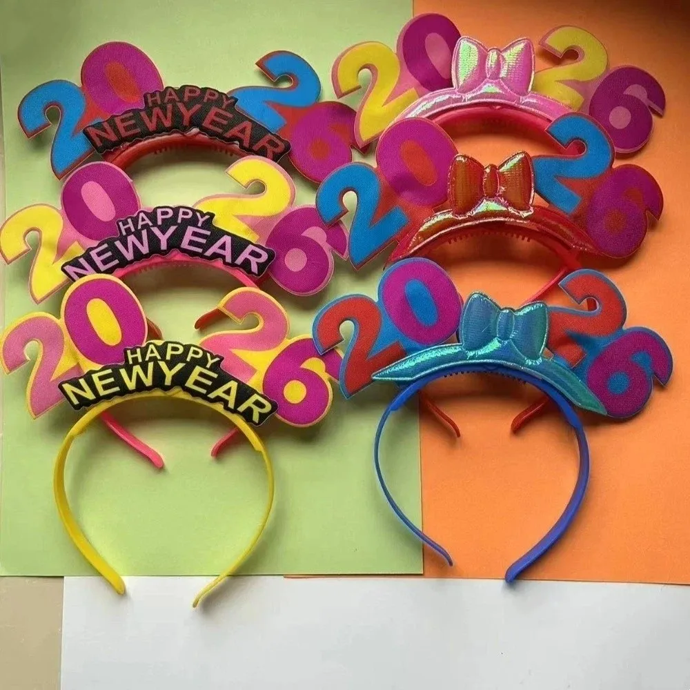 

LED Glow 2026 Happy New Year Headband Photographic Headwear Number Letter LED Glow Hair Bands Colorful Plastic 2026 Glow Sticks