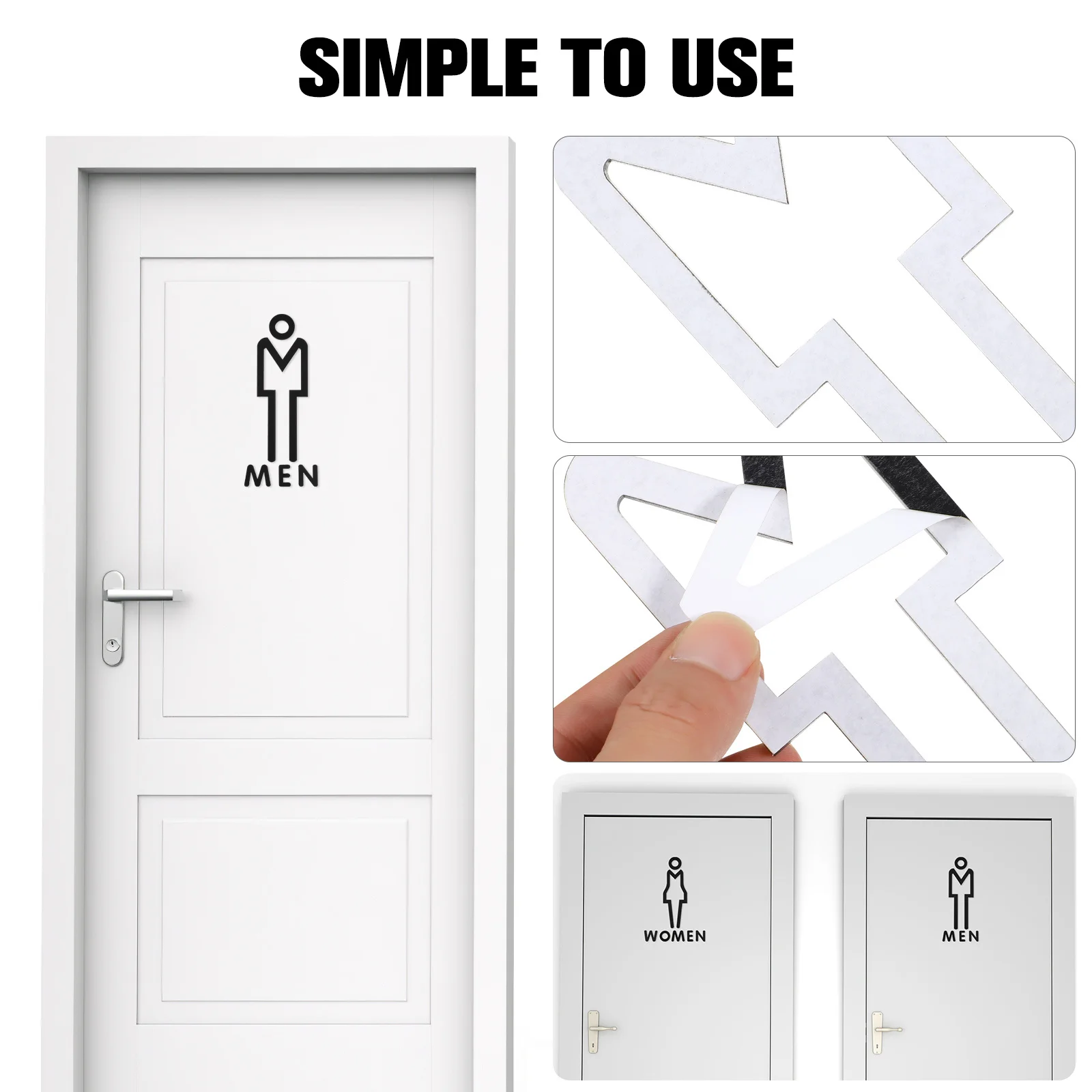 

2Pcs Acrylic Toilet Door Signs Men Women Bathroom Sticky Restroom Signs for Hotels Offices Restaurants Bathroom Wall Stickers