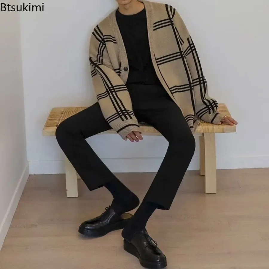 Men's Knitted Cardigan Jacket 2026 Spring and Autumn New Casual Trend Versatile Outdoor Sweater Jacketcoat Male Street Clothing
