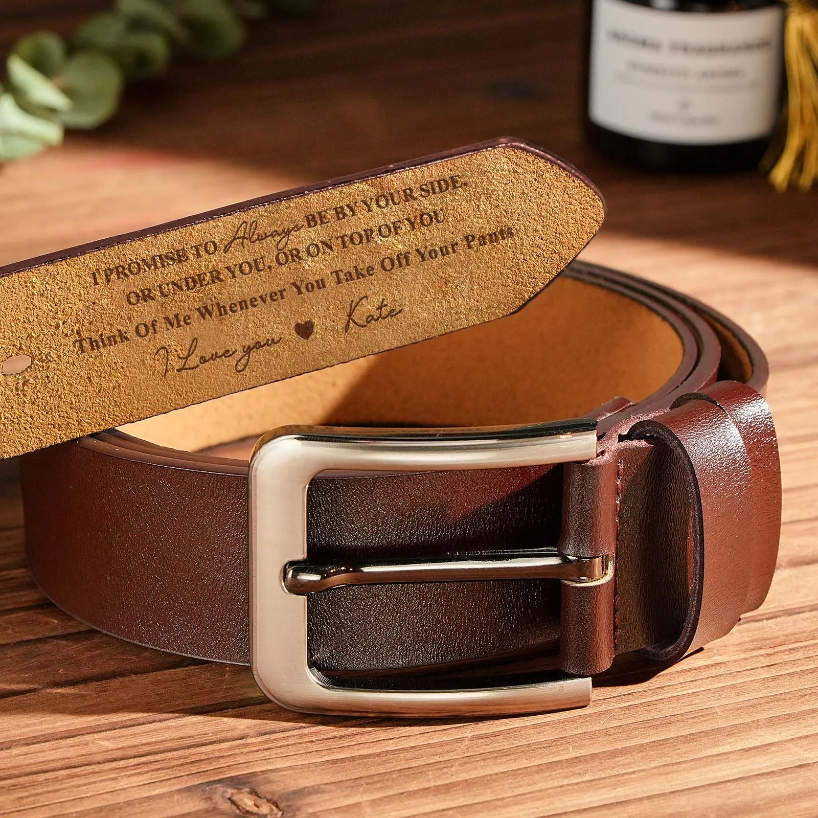 Personalized Belt Gifts for Father\'s Day Him Custom Text Engraved Genuine Leather Belts【Confirm Text Via Chat Before Ordering】