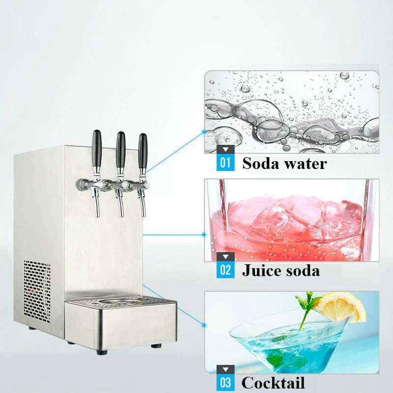 Soda Making Machine Cold Carbonated Beverage Machine 220V With 3 Taps Electric Soda Water Machine