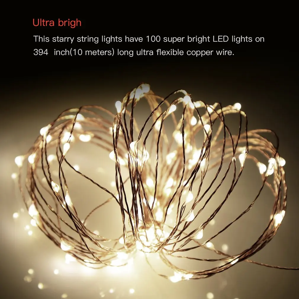 33ft/10m Waterproof Remote Control LED String Lights Copper Wire Flexible Outdoor Lights for Christmas Wedding Decoration