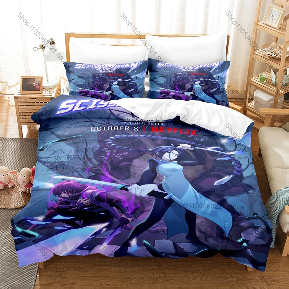 Scissor Seven 3PCS Bedding Set, Duvet Cover + 2 Pillowcases, Anime Killer Seven Print Soft Microfiber Bedding for Fans Bedroom