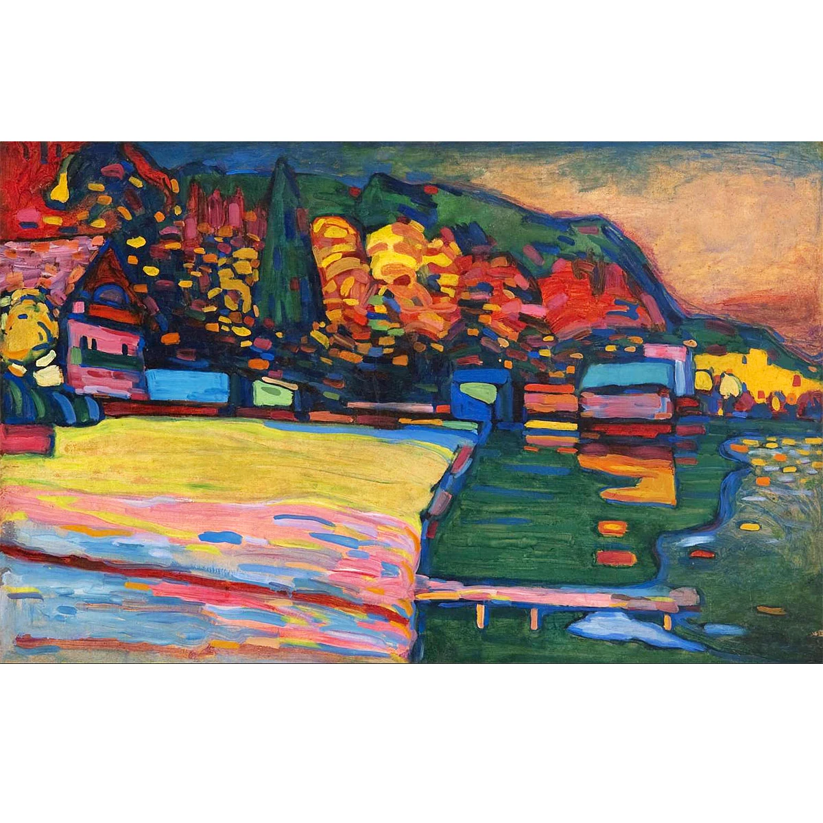 

Wassily Kandinsky oil painting reproduction,Lake Starnberg, Hand painted landscape oil painting,Canvas wall art,Home decor