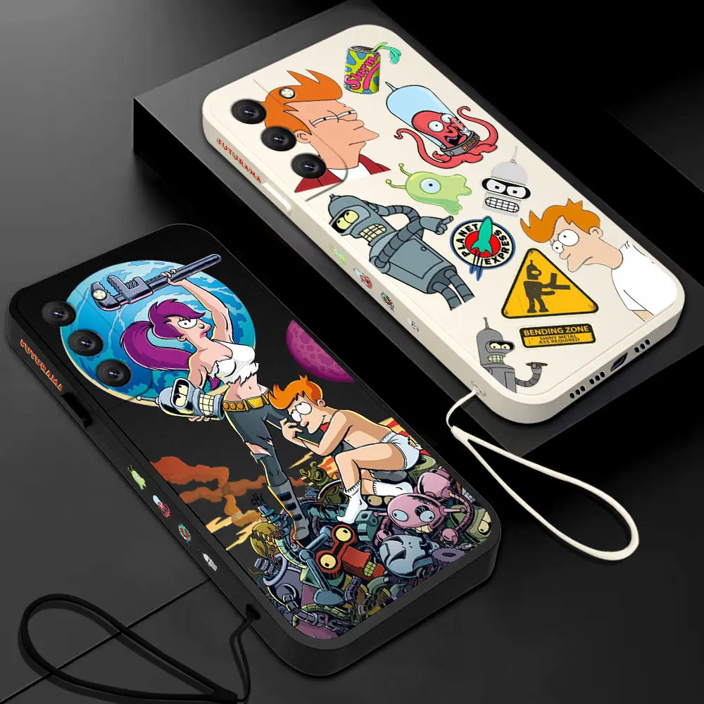 

Anime Futurama Bender Phone Case For Xiaomi Redmi Note 12 11 10 10S 9T 9 8 7 Pro Plus 10C 9A 9C 9T 4G 5G Cover With Hand Strap