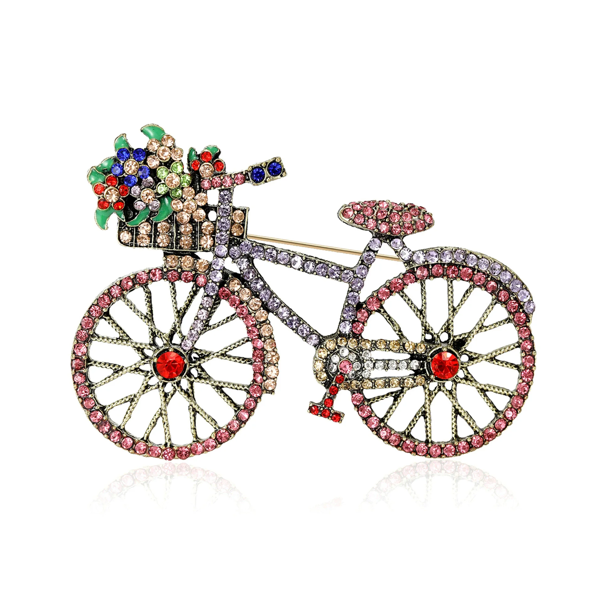 1 قطعة بروش دراجة رائعة للرجال النساء موضة حجر الراين سلة للزهور دبابيس دبابيس مجوهرات اكسسوارات هدايا الحفلات 2025