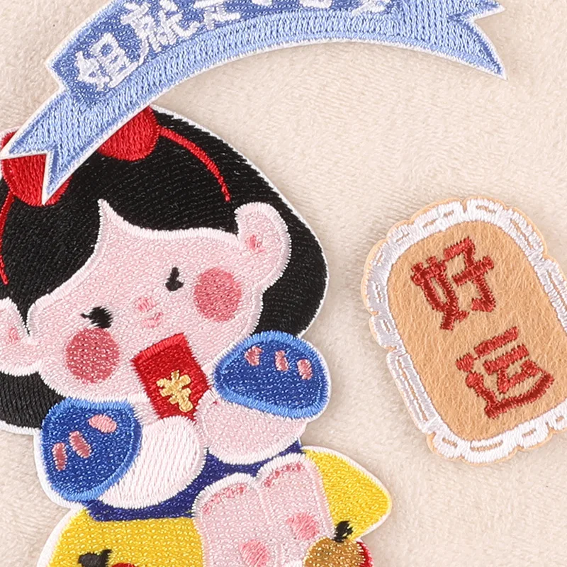 Guofeng-Poinbroderie de dessin animé rick china-chic, accessoires auto-adhésif, pour bricolage, journal, vêtements, bagages, décoration