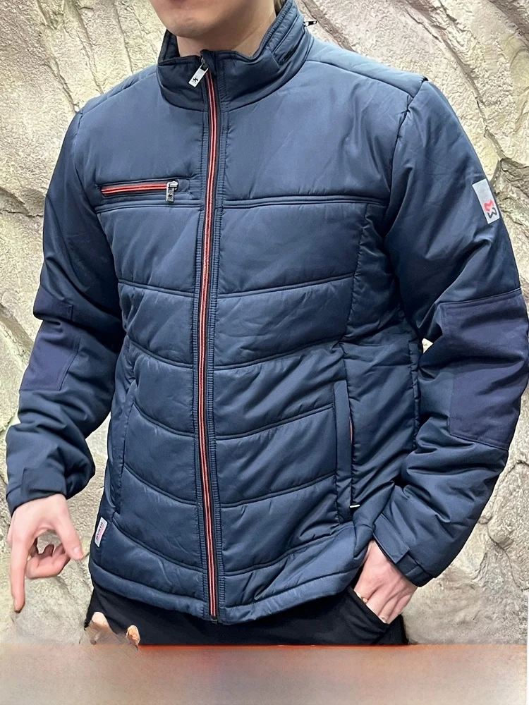 

Outdoor Workwear Lightweight Windproof Warmth Thiened Cotton Jaet Loose Fit Stitching Stand Collar for Autumn Winter Men