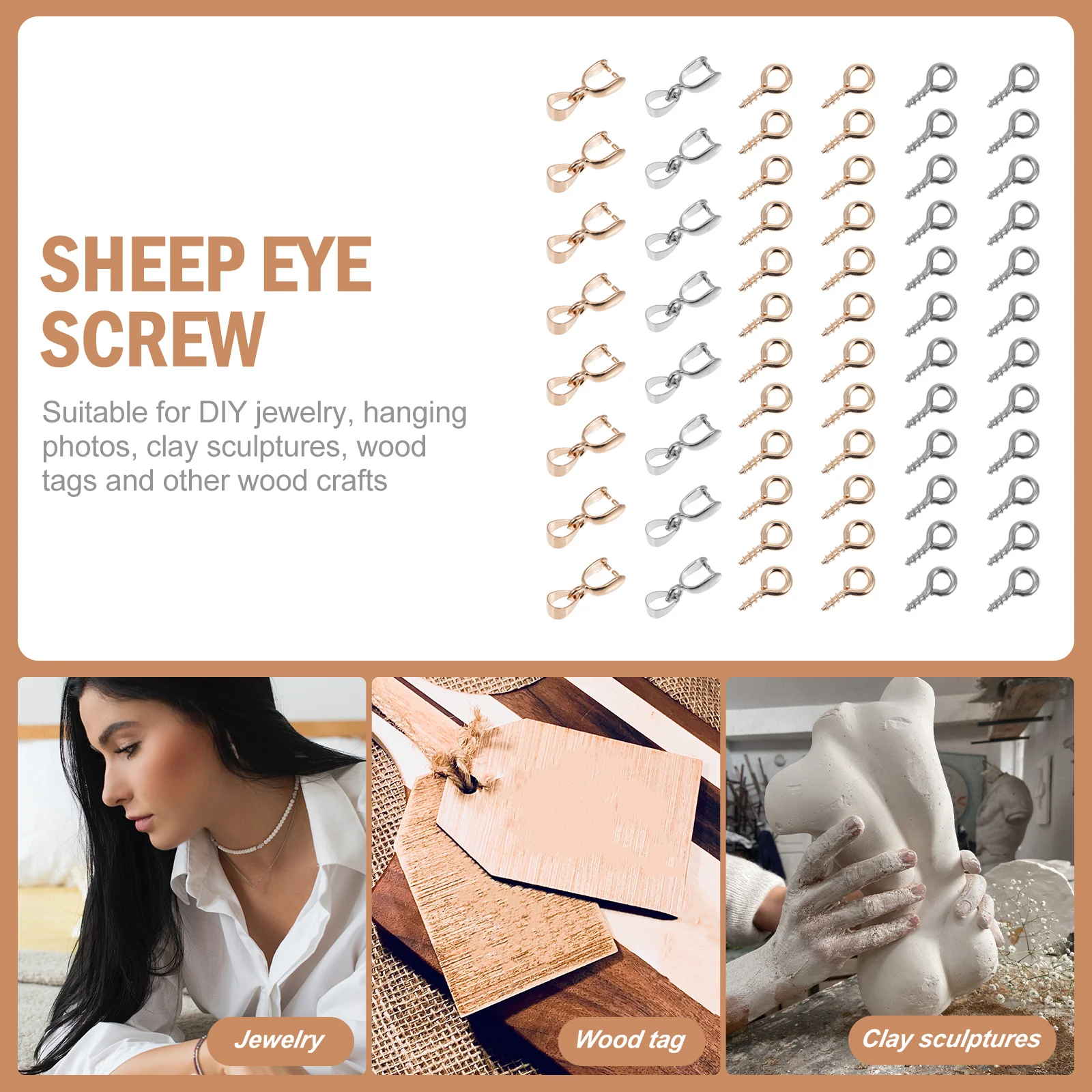 

1Set DIY Small Sheep Eye Screw Threaded Hook Alloy Screw Eye Pin Durable Jewelry Making Hanging Pendant